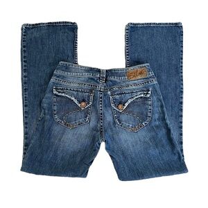 Silver Suki Plus Medium Fade Back Pocket Buttons Retro Size 27